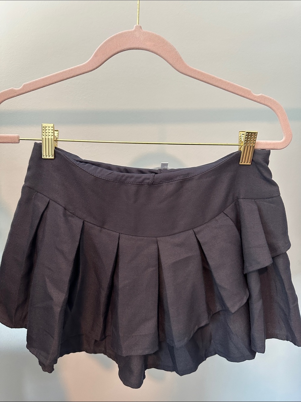 Layered Dark Gray Ruffled Skater Skirt